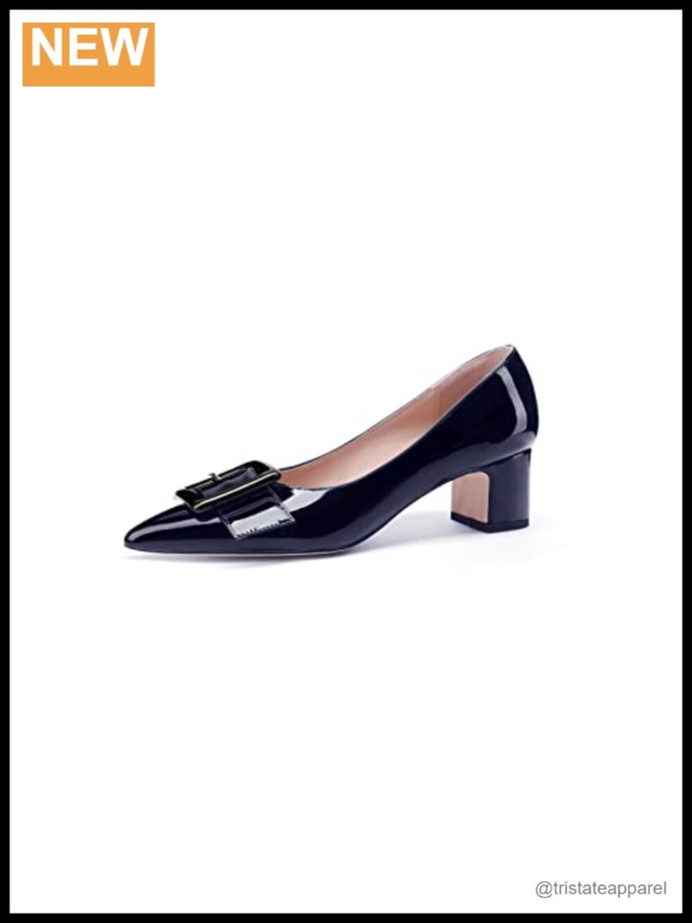 Faux Leather Pointed Toe Chunky Low Heel Pull-On Pumps Shoes